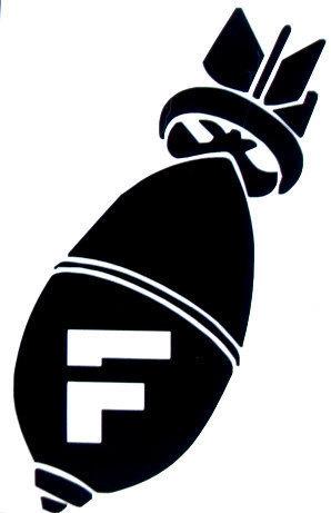 F bomb - funny bomb racing car truck window decal (5" x 3" vinyl)