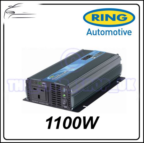 Ring 12v 1100w 230/240v ac power inverter 3pin uk &amp; usb rinv1100