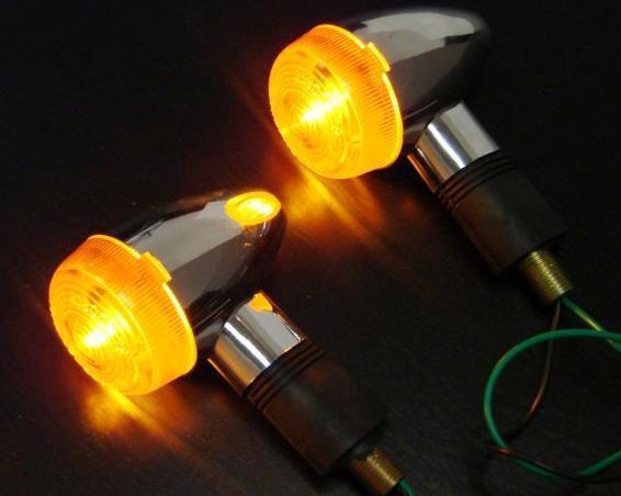Chrome bullet mini turn signal for kawasaki vulcan vn kz custom chopper curiser 