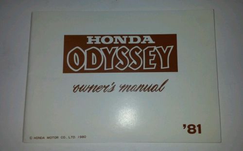 Honda owner's manual; 1981 odyssey
