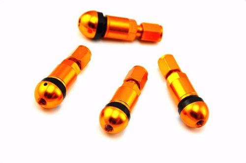 4pcs bolt-in aluminum car tubeless wheel tire valve stems with dust caps gold