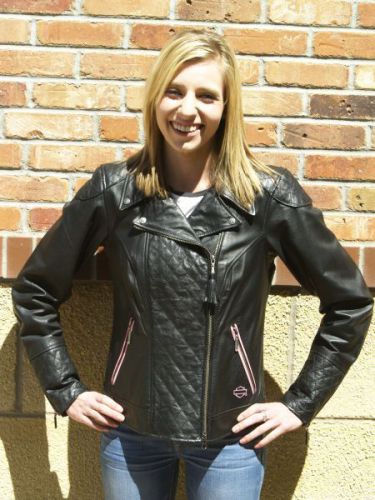 Harley-davidson special breast cancer awareness women&#039;s leather jacket ~small