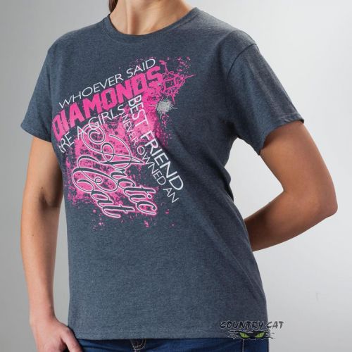 Arctic cat women's diamonds t-shirt tee t shirt - gray pink graphic - 5269-05_