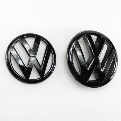 Set gloss black front grille&amp;rear thrunk lid vw emblem badge logo for golf mk6