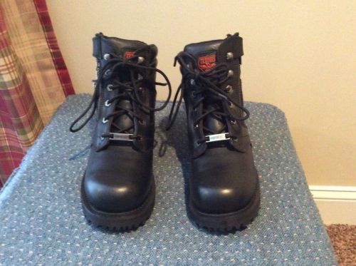 Men's black leather motorcycle boots 6" tall milwaukee leather size 7 1/2