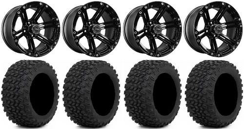 Madjax nitro black golf wheels 14&#034; 23x10-14 xt trail tires yamaha