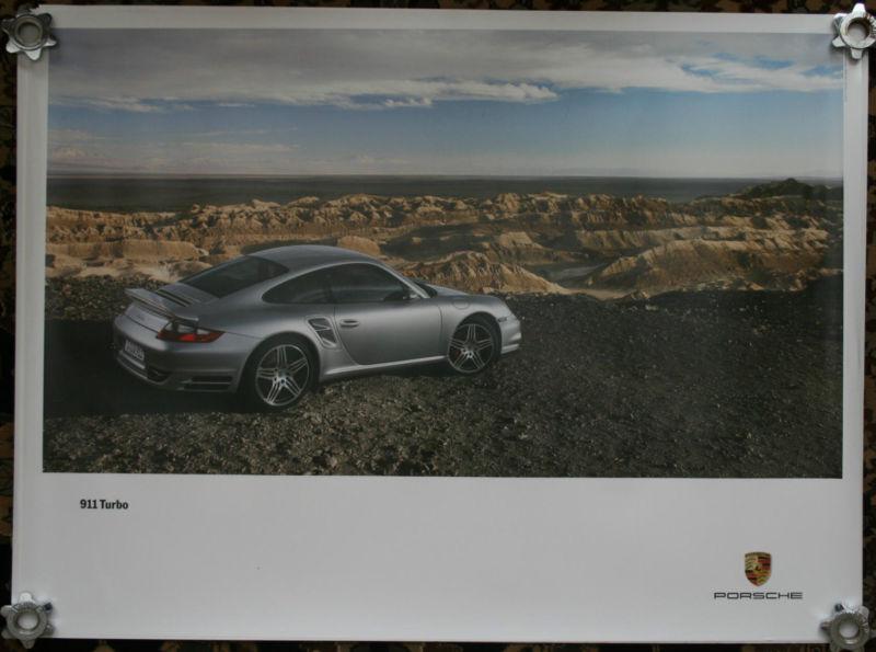 Porsche poster 24" x 36" silver 911 turbo authentic canyon picture brand new
