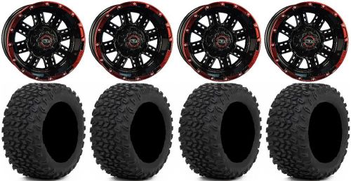 Madjax transformer black/red golf wheels 14&#034; 23x10-14 xt trail tires yamaha