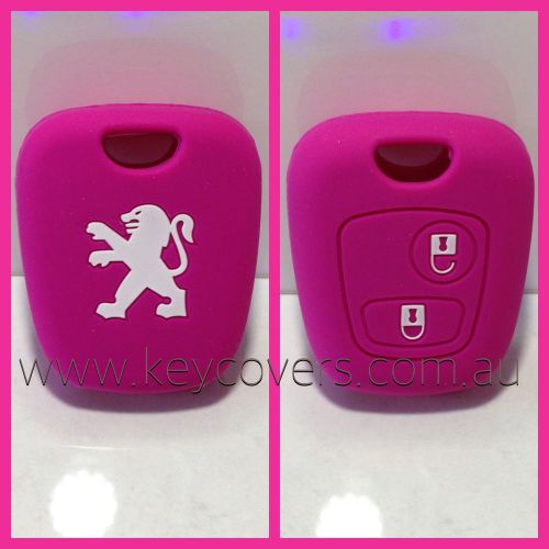 Peugeot pink 206 307 silicone car key cover case holder new accessories remote