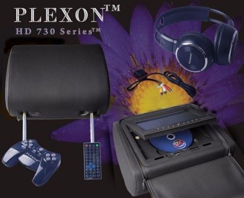 Plexon® 7&#034; lcd monitor car headrest,game system disk,2/headrest/bk plxhd730blk