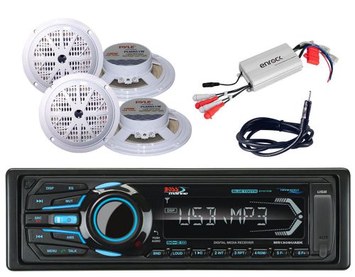 Boss boat sd am fm ipod usb aux bluetooth radio,5.25" speakers,amplifier,antenna