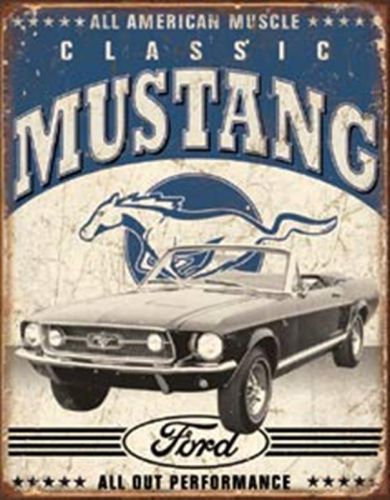 Ford mustang classic vintage new old look steel tin sign &#034;free u.s. shipping!!!&#034;