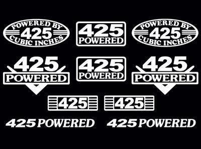 10 decal set 425 ci v8 powered engine stickers emblems vinyl decals
