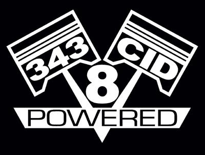 2 v8 343 cid engine piston decal set sticker emblems