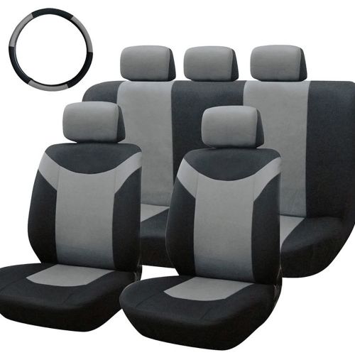 Tirol full seat cover set 10pcs gray head rest steering wheel cover suv sedan