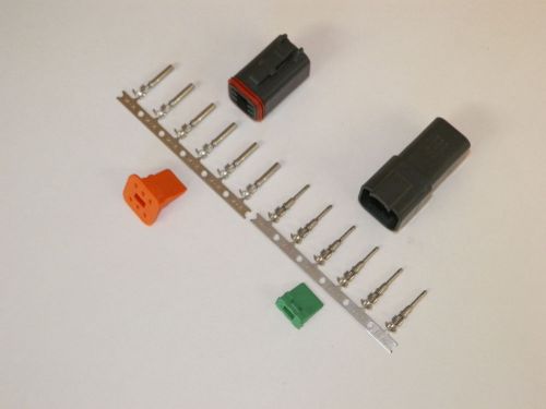 6x black deutch dt series connector set 14-16-18 ga stamped nickel terminals