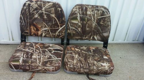 2 attwood advantage max cordura fabric padded/folding boat seats camo/camouflage