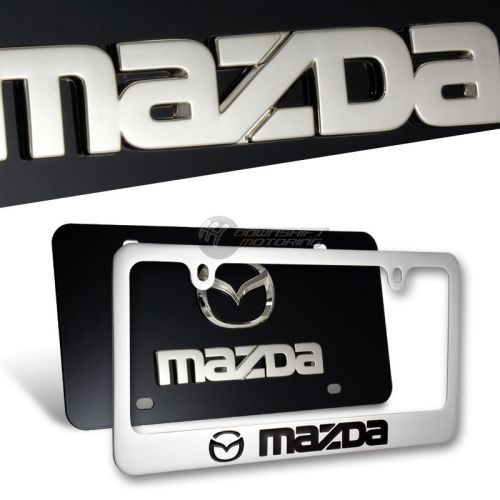 2pc mazda 3 6 gloss black stainless steel license plate frame - front &amp; back set