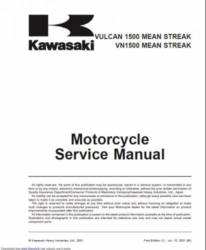 Kawasaki - 1500 mean streak  2 pdf books 1 price  repair  service  shop manuals