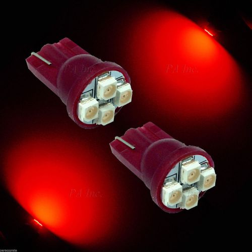 2x t10 168 wedge 5050 smd 4led car interior instrument light bulb red