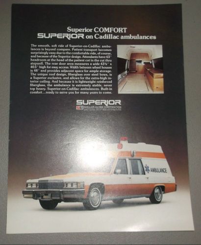 1979 superior coach cadillac chassis ambulance brochure sales sheet