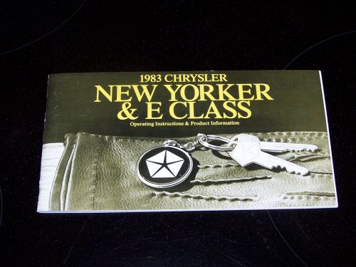 Original 1983 chrysler owners manual owner’s guide for new yorker or e class