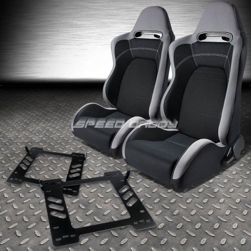 Pair type-r gray black cloth sport racing seat+bracket for 07-14 wrangler