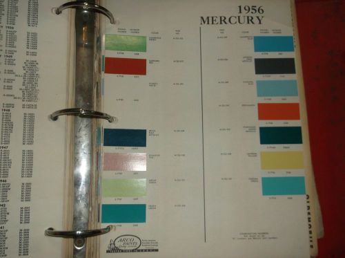 1956 mercury color chip sheet brochure