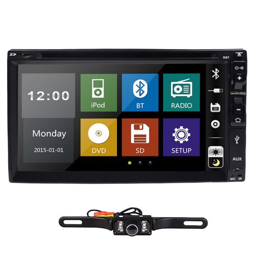 Camera+double 2 din 7&#034; in dash stereo car dvd player bluetooth radio ipod sd