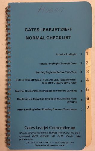 Gates learjet 24e/f  pilot&#039;s checklist normal &amp; emergency