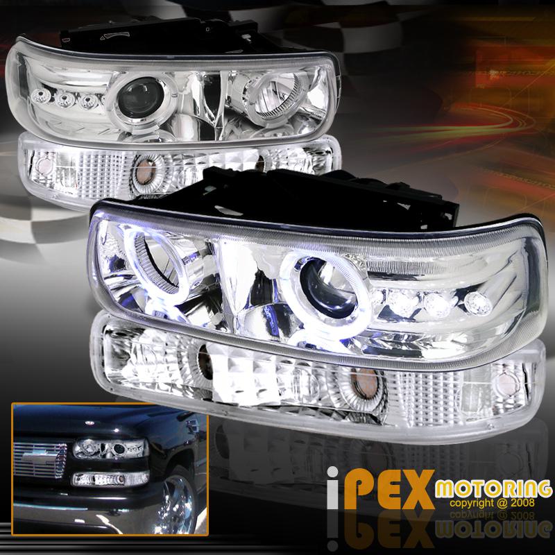 Combo: chevy silverado/tahoe halo led projector head light+bumper signal lamp