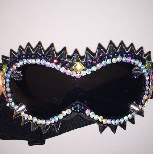 Burning man goggles, crystal, rhinestone, spikey