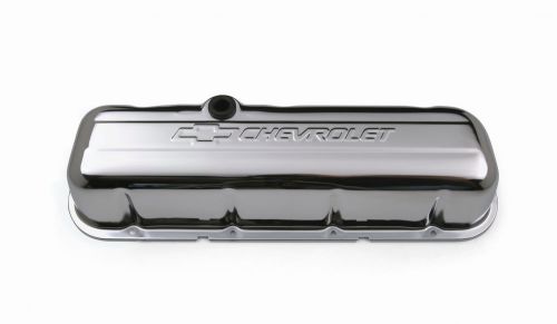 Proform 141-115 stamped valve cover; chevrolet and bow tie emblem