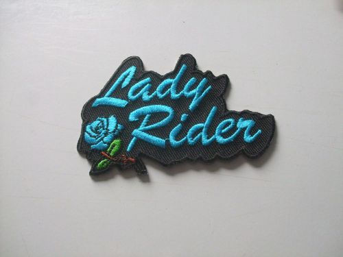 New embroidered blue lady rider rose biker patch