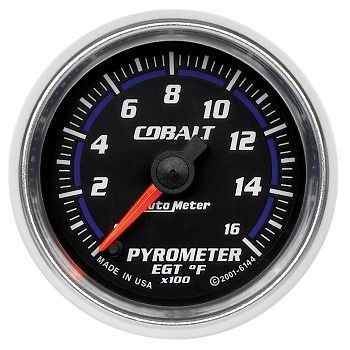 Autometer gauge, 2-1/16", pyrometer 0-1600 degrees f. cobalt  -6144