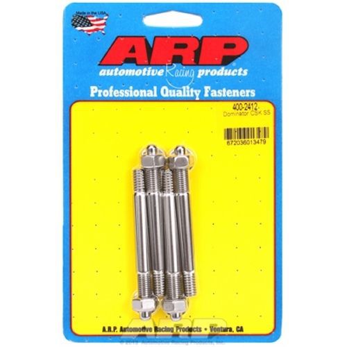Arp 400-2412 carburetor stud kit, dominator with 1/2" or 1" spacer, ss, hex