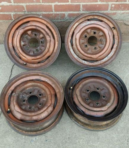 1955 1956 chevrolet 150 210 corvette riveted steel wheels nubs15&#034; x 5&#034; set of 4