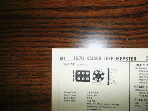 1970 kaiser jeep jeepster six series dauntless 225 ci v6 tune up chart
