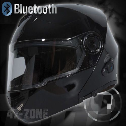 T27b avenger bluetooth gloss black s full face modular motorcycle bike helmet