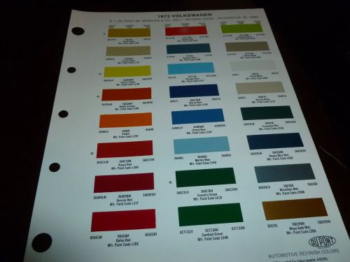 1973 vw dupont color chip paint sample - original