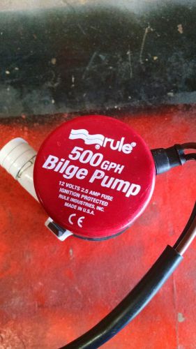 Rule 500 gph  boat bilge pump 12v dc model 25s  2.5 amp ignition protected