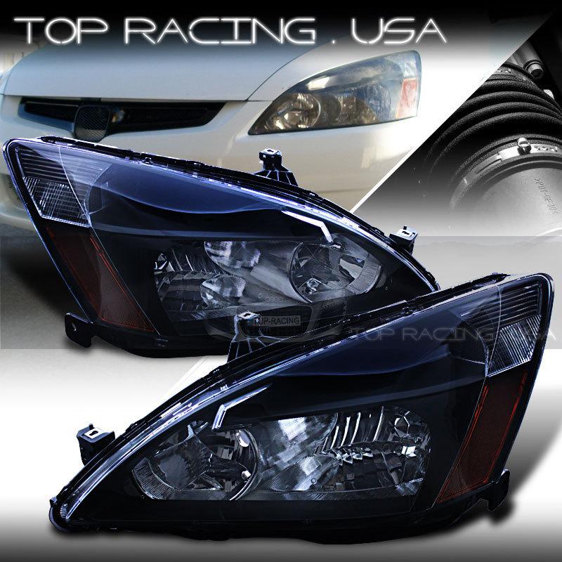 Sell 0307 Honda Accord JDM Crystal Style Headlights Lamps Black / Amber Reflector in Fullerton