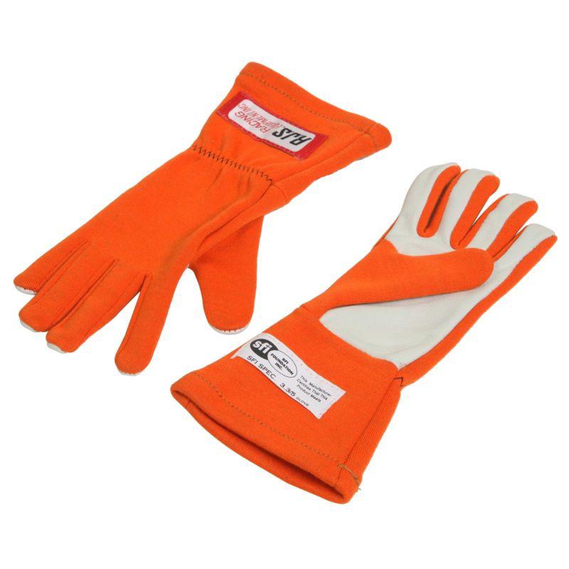 Rjs racing 20212-xs-5 double-layer knitted nomex gloves sfi 3.3/5 orange x-small