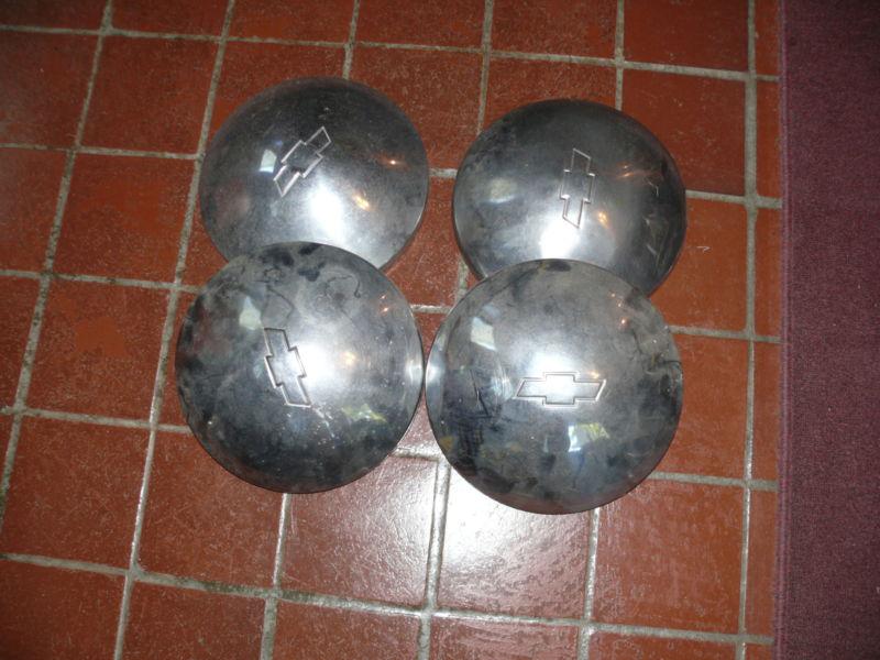 Set of 4 antique chrome chevy chevrolet dogdish hubcaps 10 1/2"