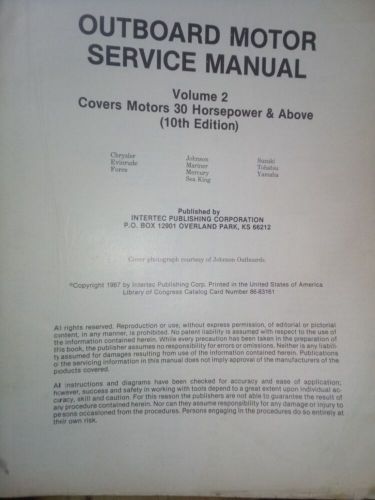 Outboard Motor Service Manual 10th Ed. Vol. 2 30 HP+ Marine Boats Intertec 1987, US $26.97, image 9