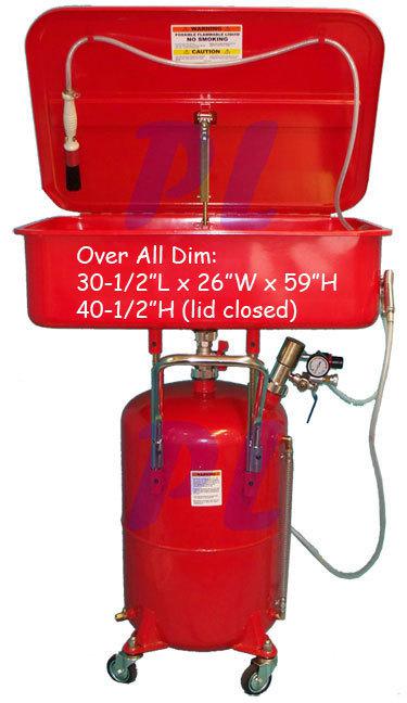 13 gallon tank air pneumatic fluid solvent parts washer  w/ brush & spray gun