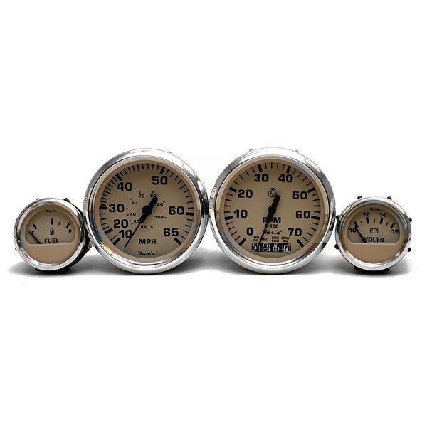 Faria 4 piece euro series outboard boat gauge set