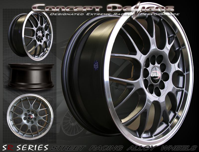 17" evoke™ m5 wheels rims universal 8h 4 lug gun metal