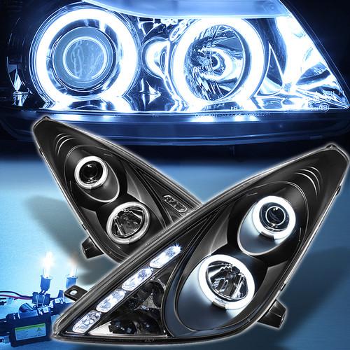 8000k slim xenon hid+black 00-05 toyota celica ccfl halo projector led headlight