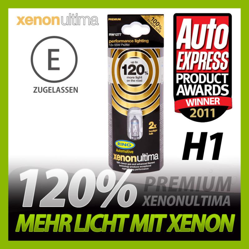 2 x fog lights xenon ultima 120% more light bulb h1 12v 55w car